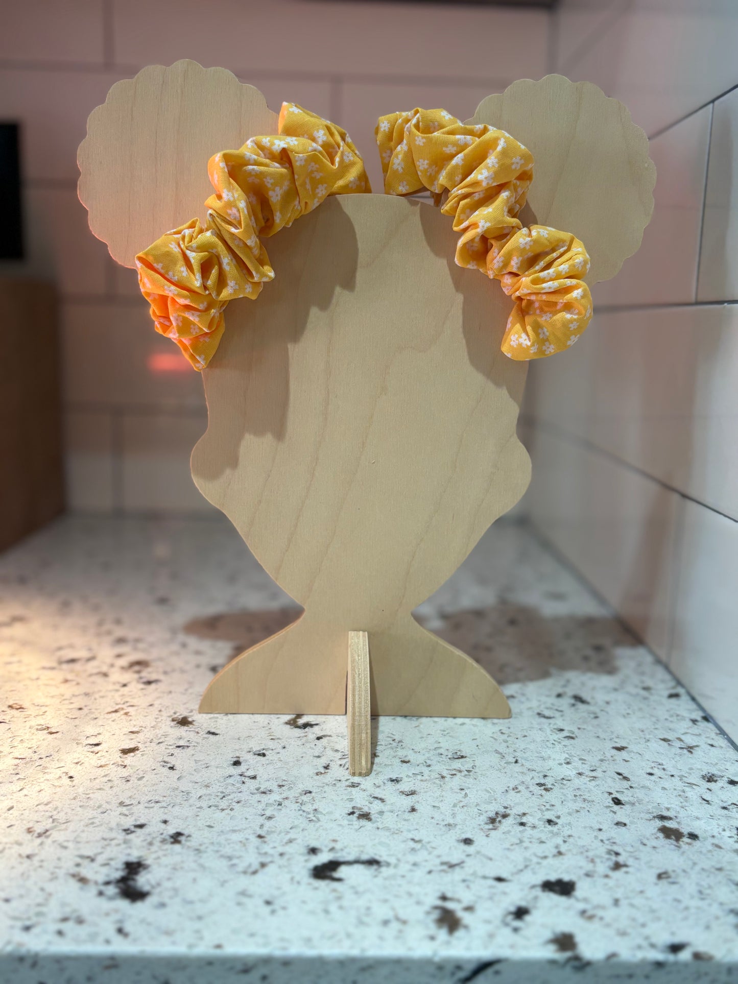 Yellow Floral mini scrunchie