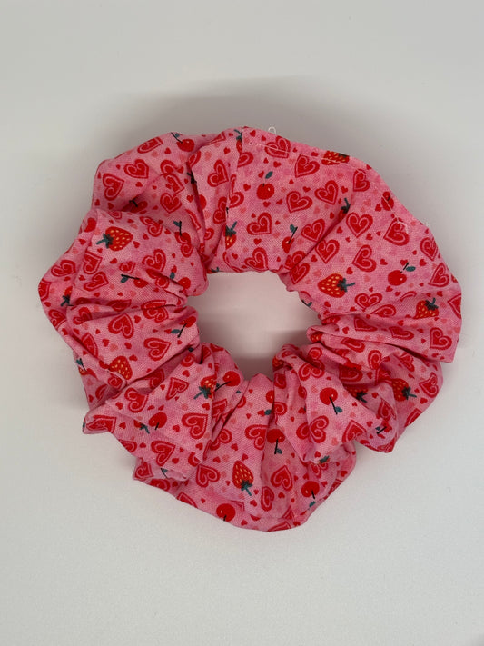 Strawberry love, heart, mini scrunchie