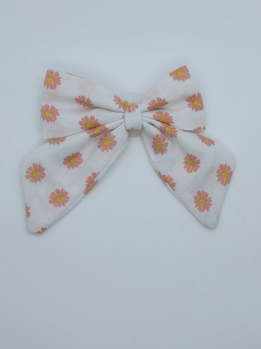 Pink flowers mini sailor bow