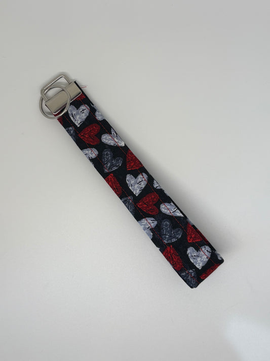 Black & White Hearts Key Fob